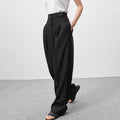 Stylish loose-fit black wide-leg suit pants