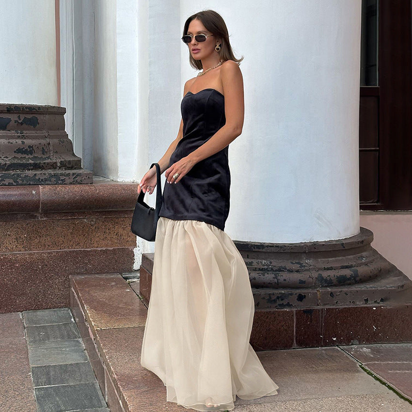 Velvet A-line Dress Long Dress