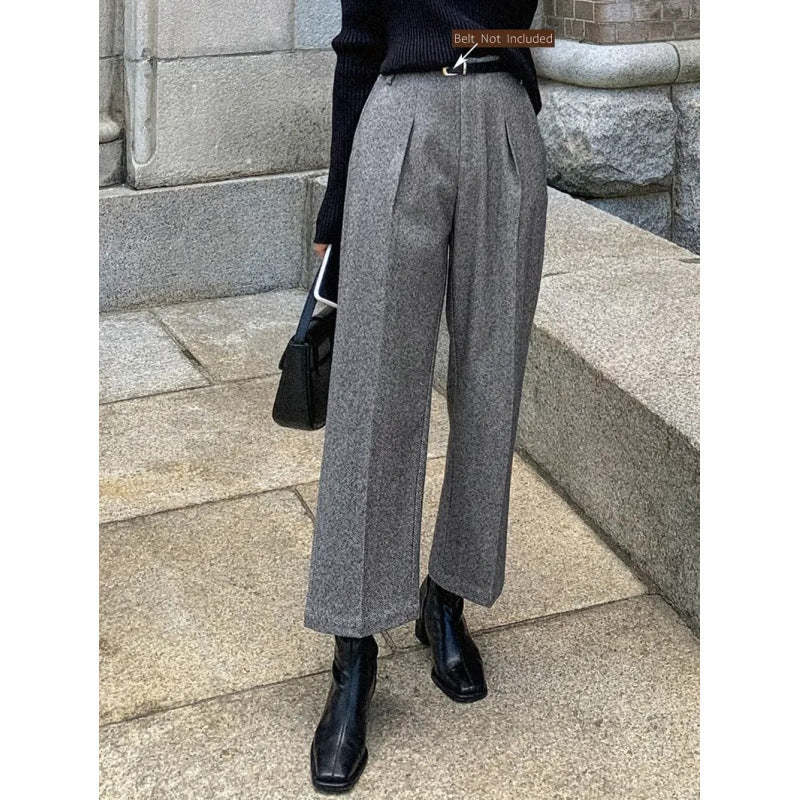 High-Waisted Slim-Fit Cropped Trousers for Women