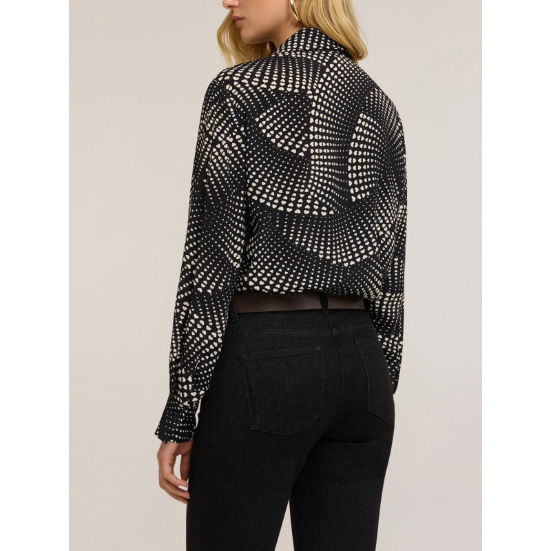 Loose-fitting polka-dot long-sleeve shirt