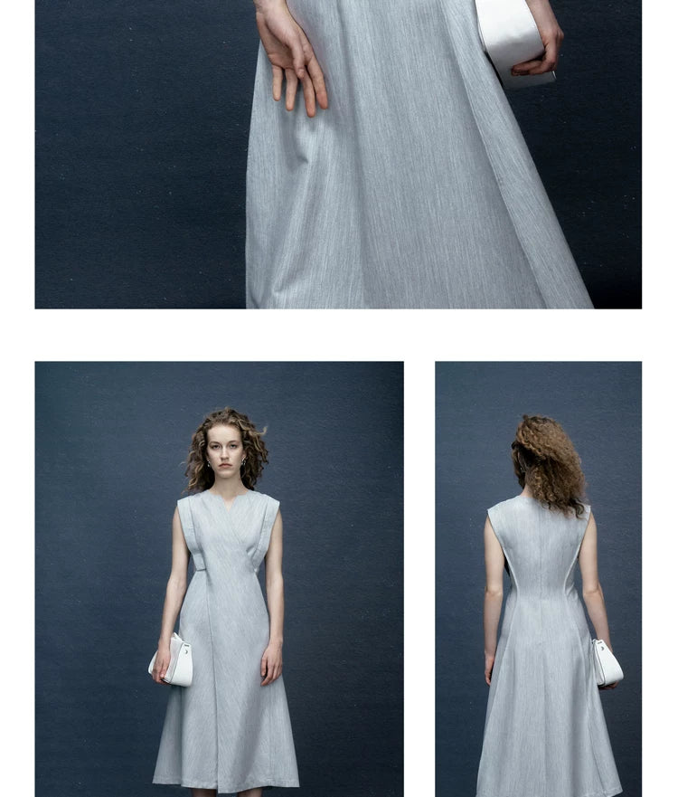 Niche Design Premium-Feel Waist-Defining Sleeveless Dress for Summer