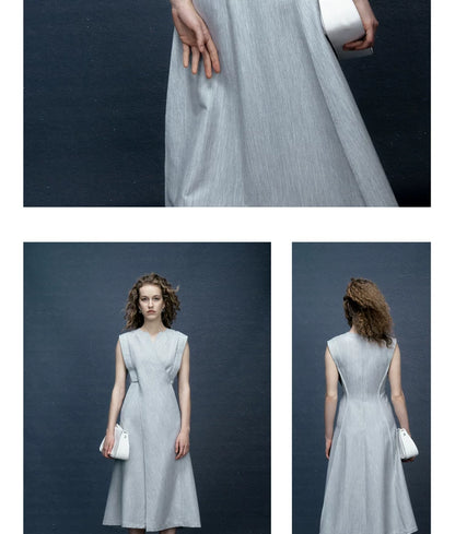 Niche Design Premium-Feel Waist-Defining Sleeveless Dress for Summer