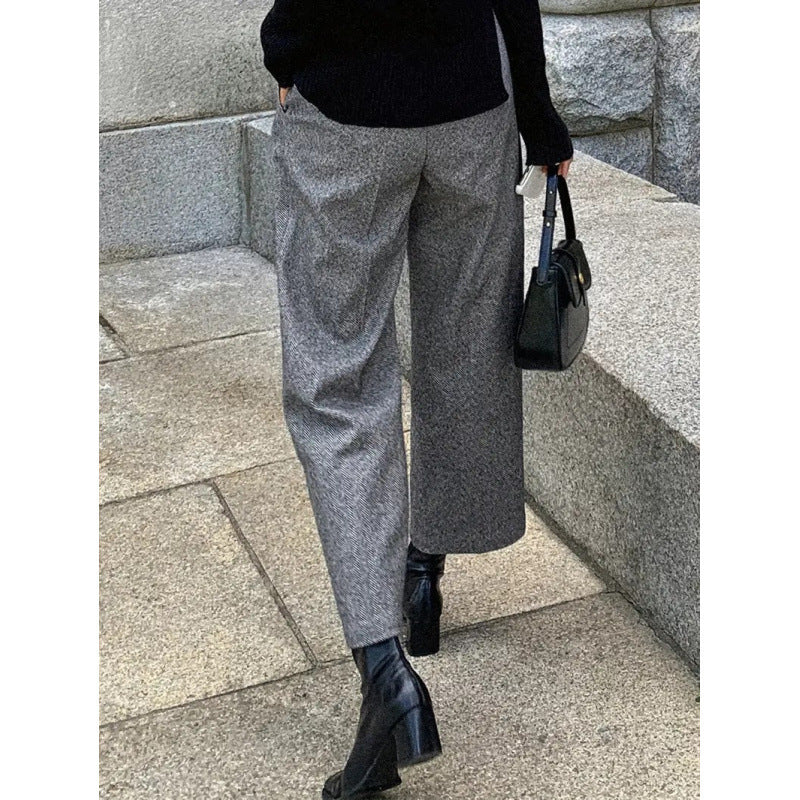 High-Waisted Slim-Fit Cropped Trousers for Women