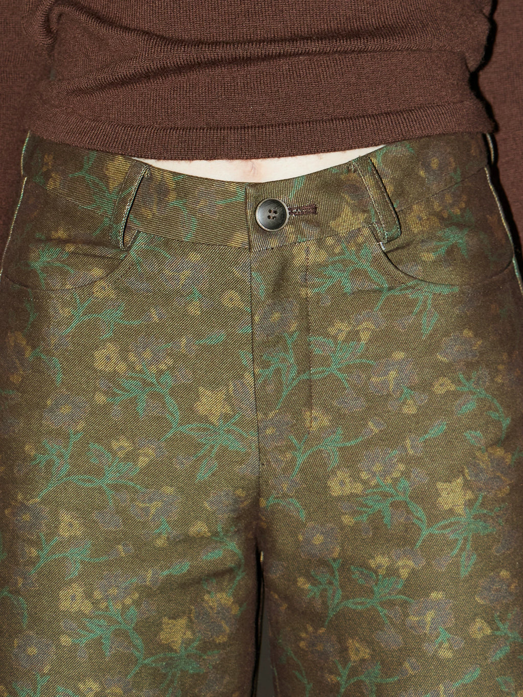 Retro-Printed Subtle-Patterned Casual Pants