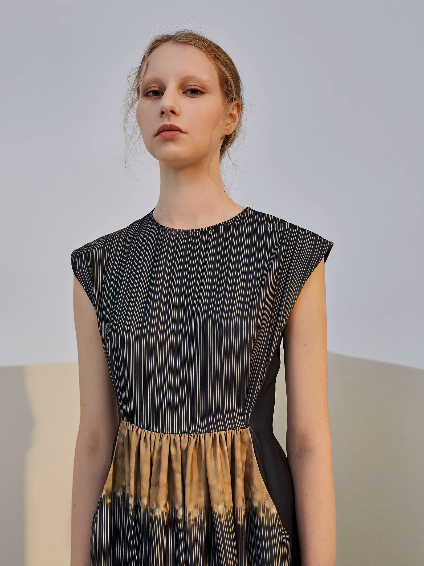 Women's Summer New Sleeveless Elegant Long Dress Striped Print Dress