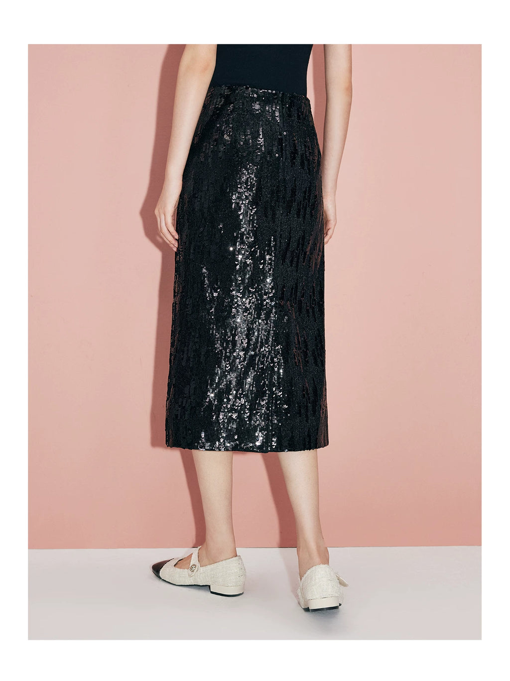 Silver-gray velvet sequin skirt