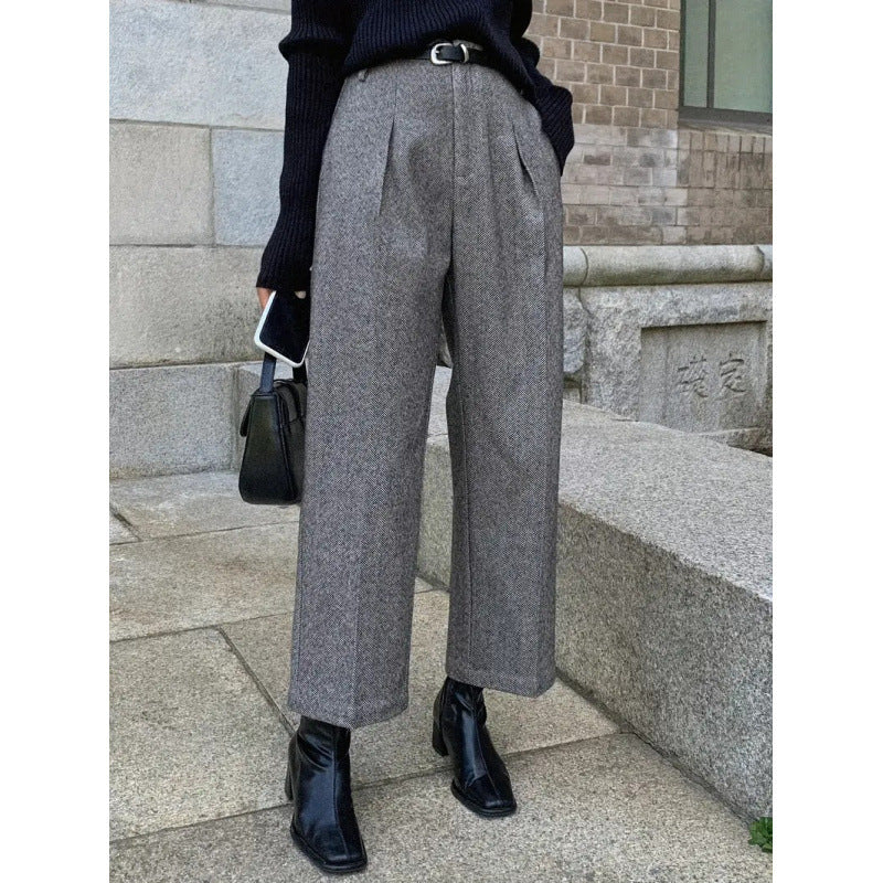High-Waisted Slim-Fit Cropped Trousers for Women