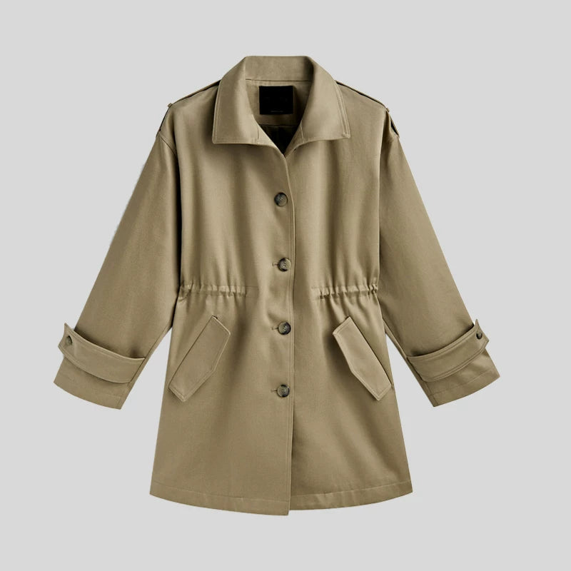 Tall-fit overcoat with British-style waist-cinching trench coat