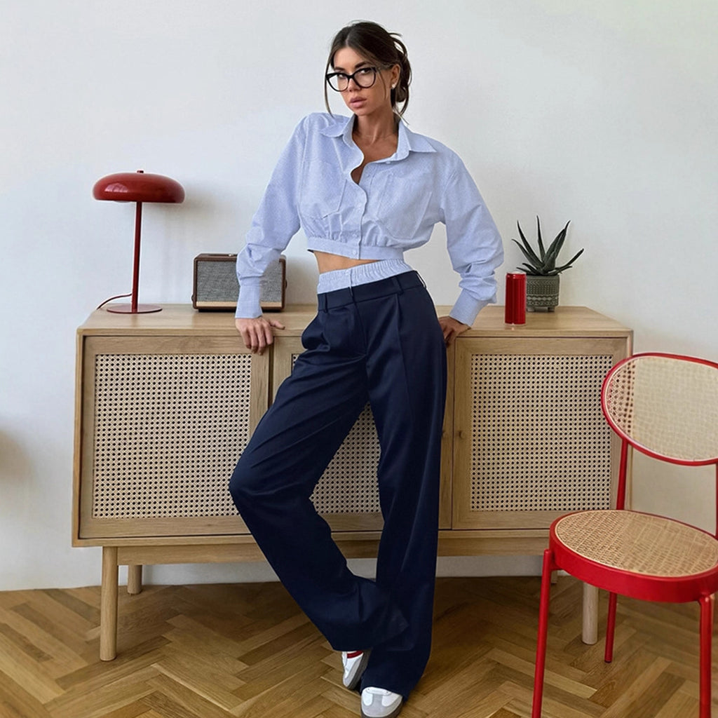 Striped Shirt and Pants Two-Piece Set for Women Spring 2026