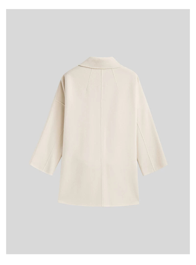 Elegant Off-White Wool Women's Coat