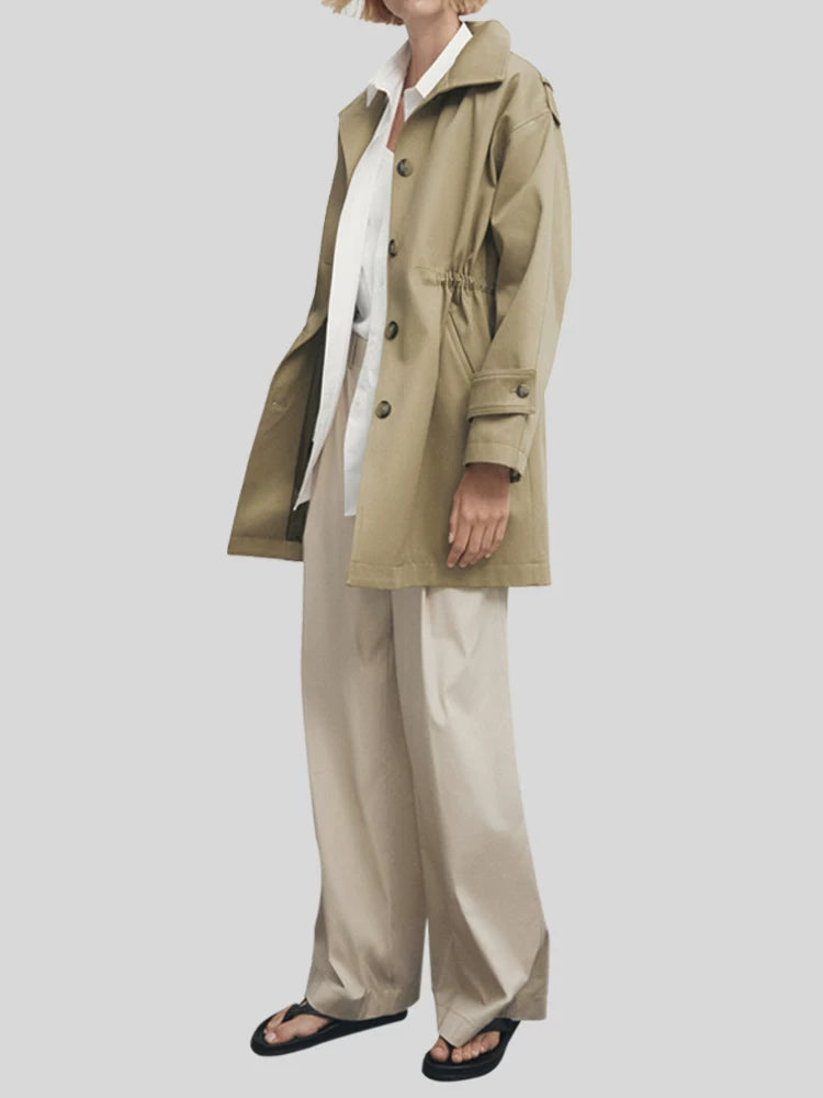 Tall-fit overcoat with British-style waist-cinching trench coat