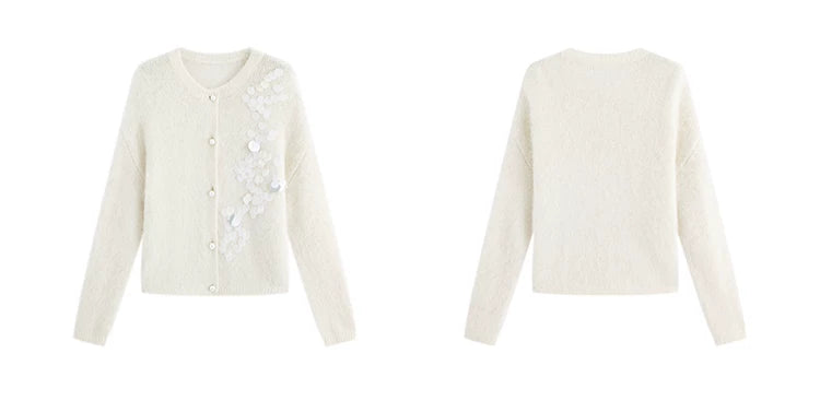 Women's Gray Alpaca Wool Knit Cardigan Jacket