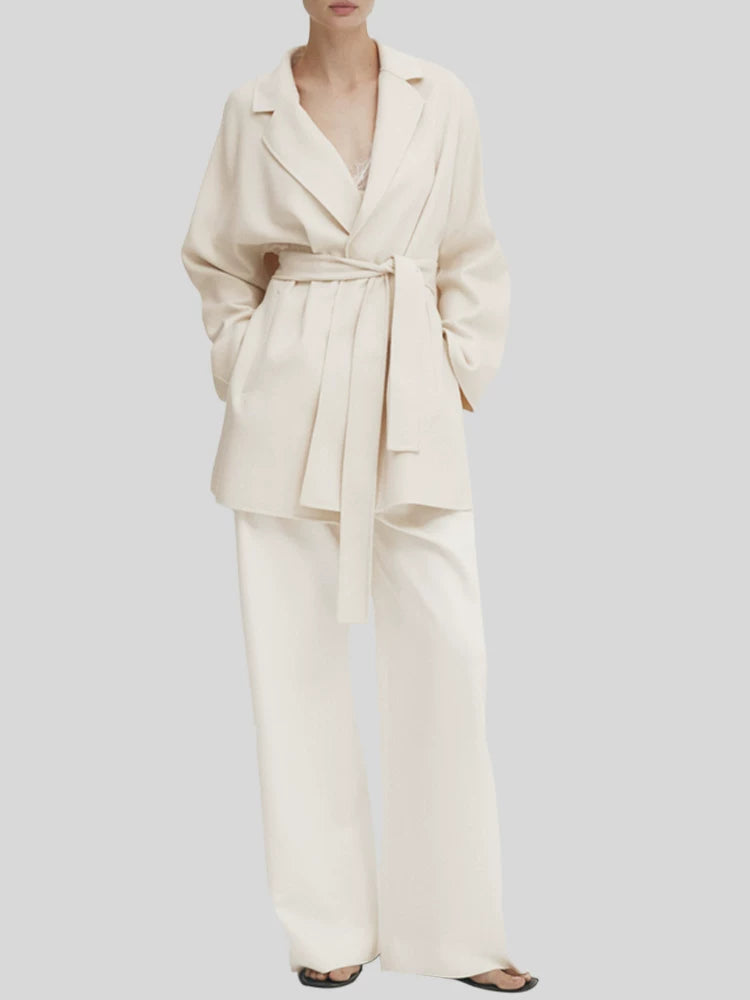 Elegant Off-White Wool Women's Coat