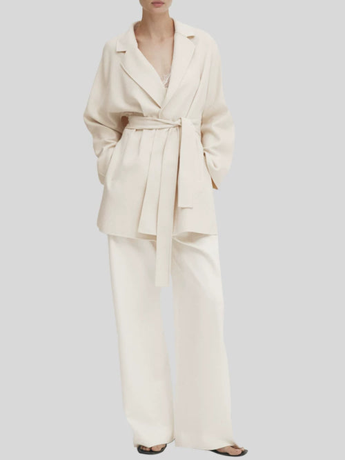 Elegant Off-White Wool Women's Coat