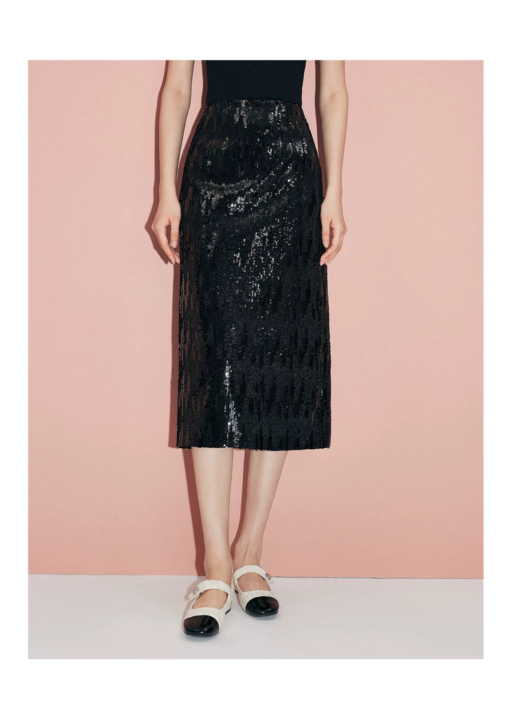 Silver-gray velvet sequin skirt