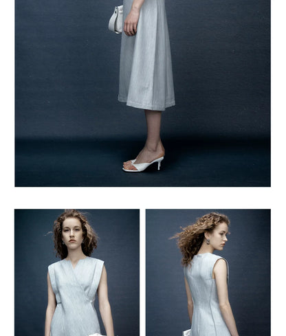 Niche Design Premium-Feel Waist-Defining Sleeveless Dress for Summer