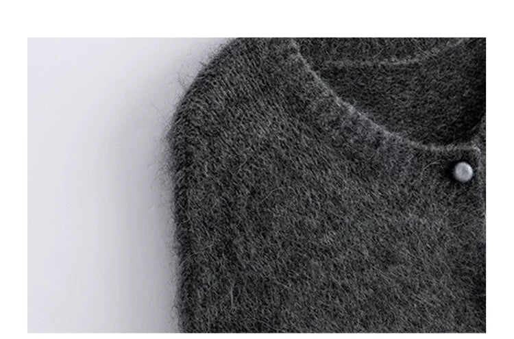 Women's Gray Alpaca Wool Knit Cardigan Jacket