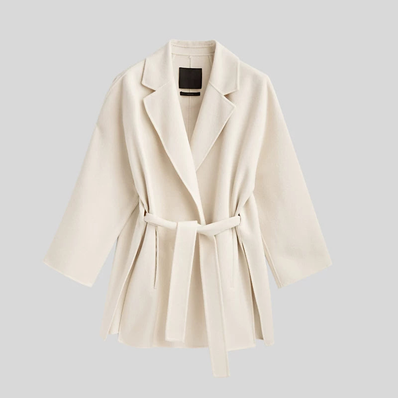 Elegant Off-White Wool Women's Coat