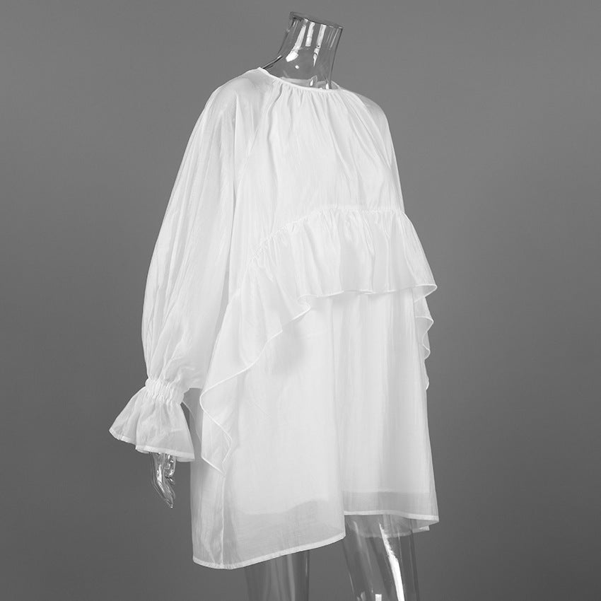 2026 Spring Minimalist White Crew Neck Dress