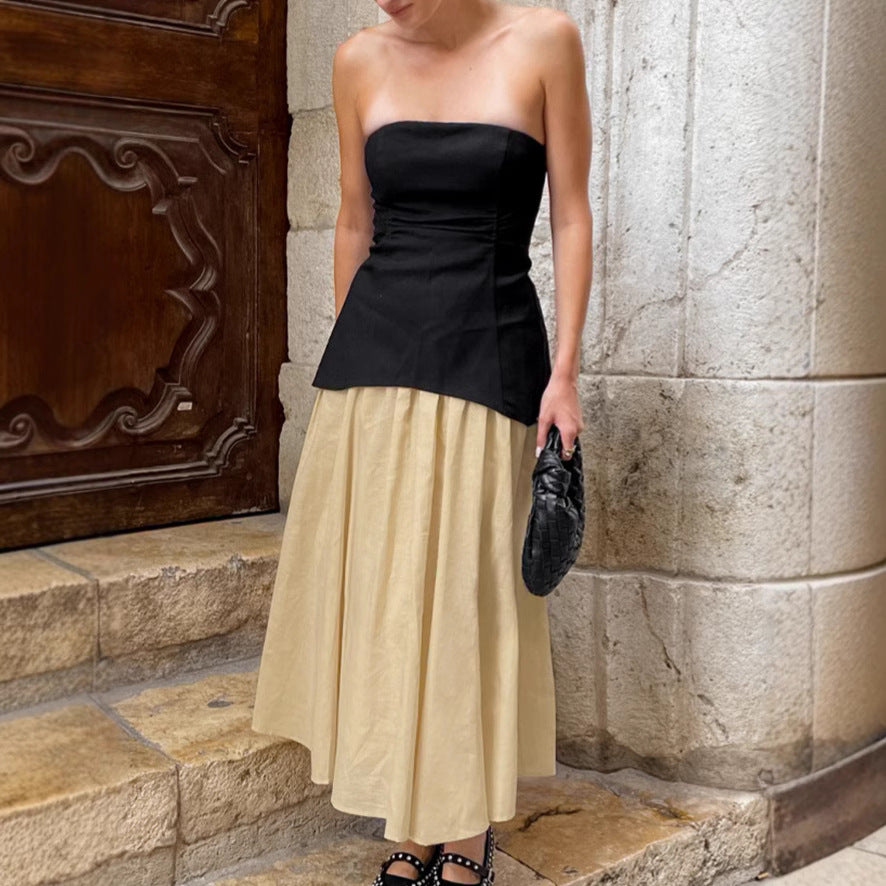 Sophisticated Strapless Tank Top and Long Skirt Two-Piece Set