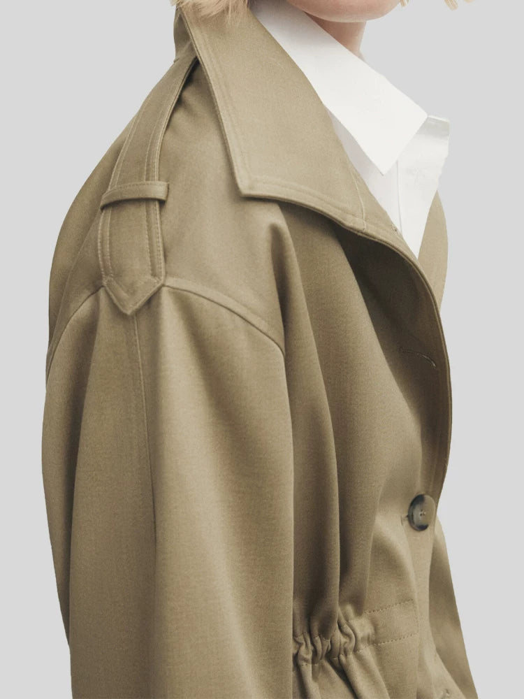 Tall-fit overcoat with British-style waist-cinching trench coat