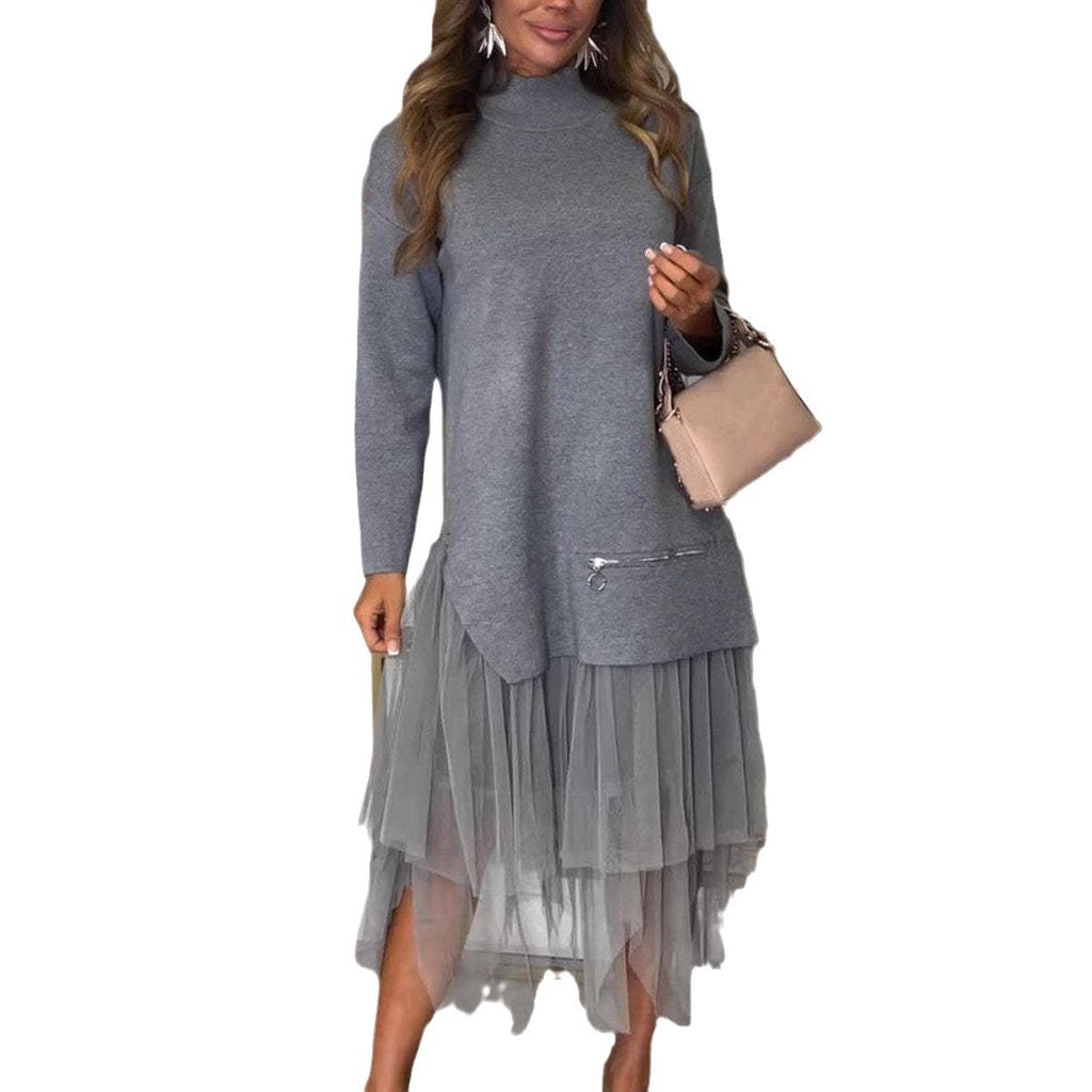 Women's Casual Mesh Panel Dress