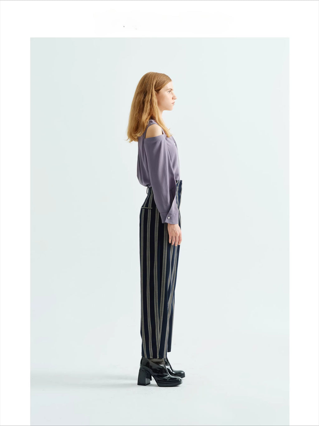 New Arrival Fall/Winter Petite High-Waisted Striped Cropped Pants